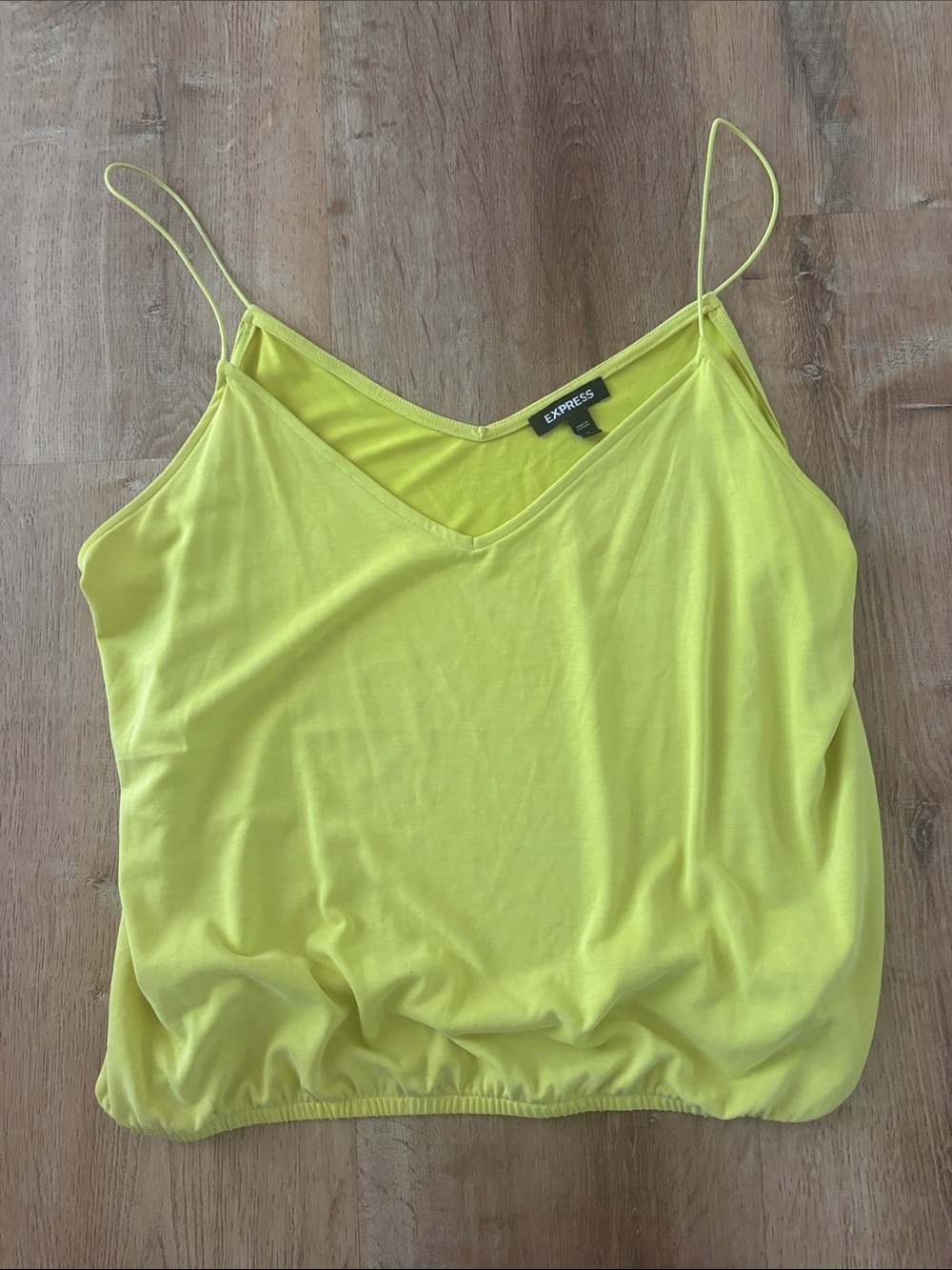 Express Neon Yellow V-Neck Spaghetti Strap Cami